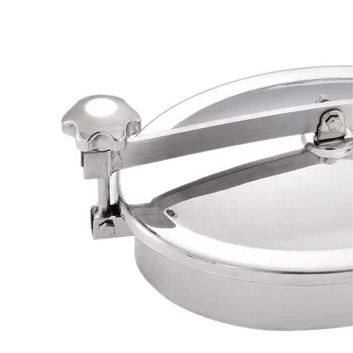 304 316 Stainless Steel Sanitary Manhole Cover For Wine Can Hand Hole Round Shape