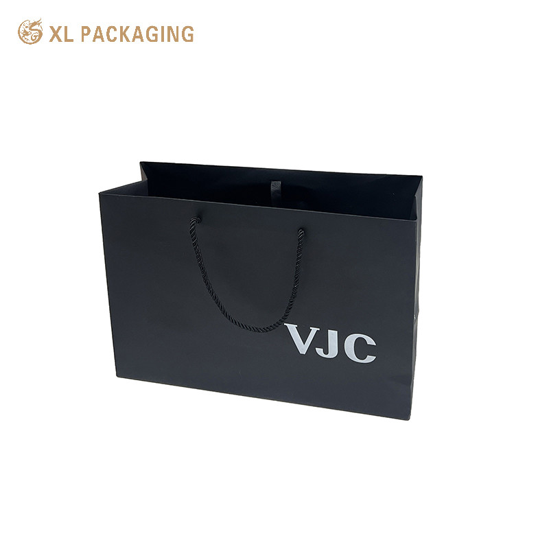 Customized Packaging Black Bag With Own Logo Shopping Paper Gift Bags Business For Shoes And Clothing