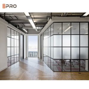 Movable Soundproof Modern Office Partitions Panels 108mm Fireproof Glass Wall