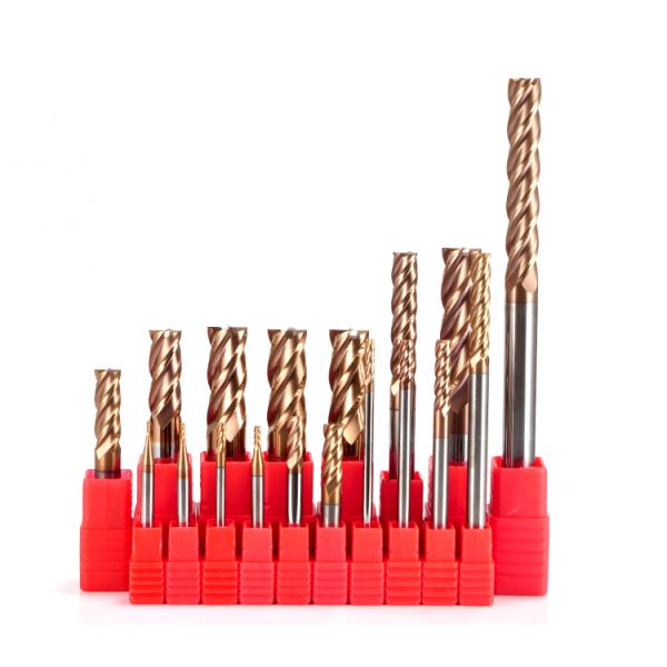 Factory Sales HRC55/60/65 Tungsten Carbide End Mill Cutter 4-Flute CNC Metal Milling TiSiN Coating ODM OEM for Metal Processing