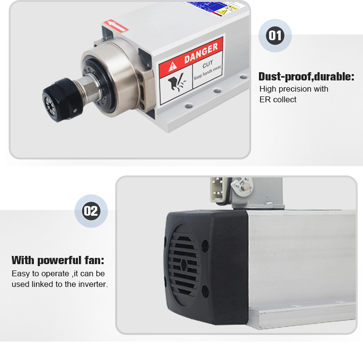 Supply High Torque 2.2kw Spindle Motor with Maximum Torque 0.88Nm and ER20 Collect