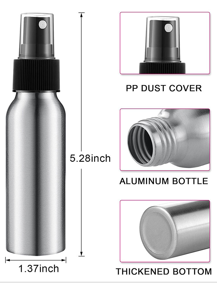Lotion Perfume Refillable Aluminum Spray Bottle 30ml 50ml 100ml 120ml 150ml