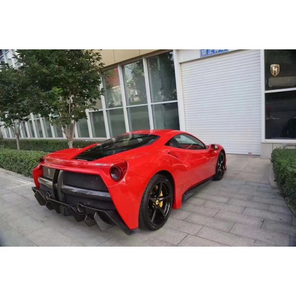 For Ferrari 488 Carbon Fiber Body Kit 488 Upgraded Misha Style Front and Rear Bumper Spoiler Hood Carbon Fiber Body Kit