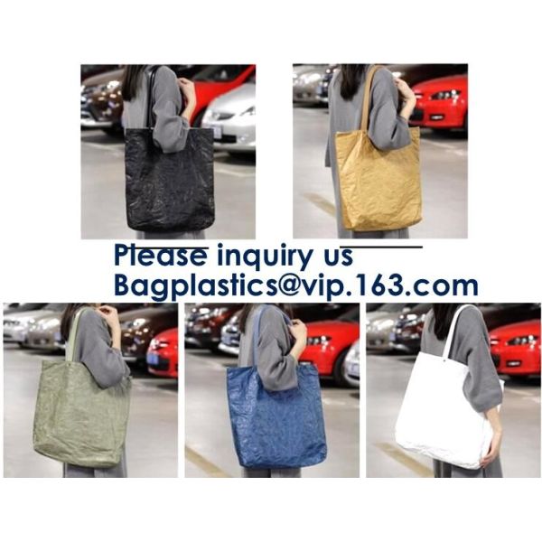 DuPont Paper Bags Shopping Bag,Custom LOGO Tyvek Washable Tearproof Paper Tote Shopping Bag, Bagease, Bagplastics, Pak