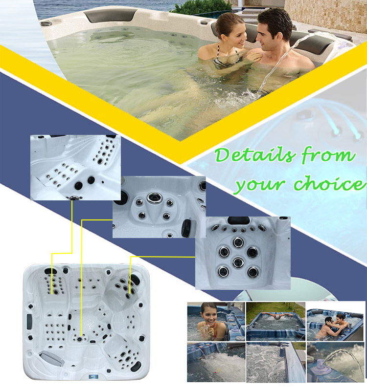 7 Person Outdoor Whirlpool Spa Hot Tub With Multi Colored Lighting And Cup Holders