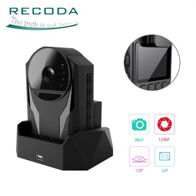 Anti Shock Body Worn Video Camera 1296P Replaceable Spare Battery 130 Degree Lens Angle