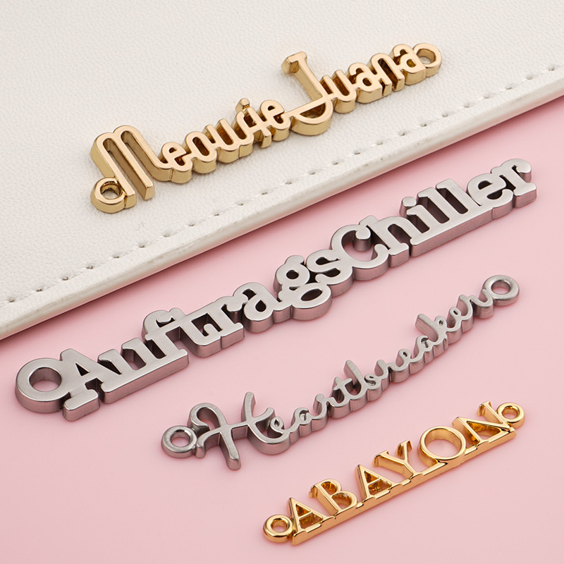 Custom Small Metal Logo For Wallet Nickel Gold Plated Customized Color Letters Plate
