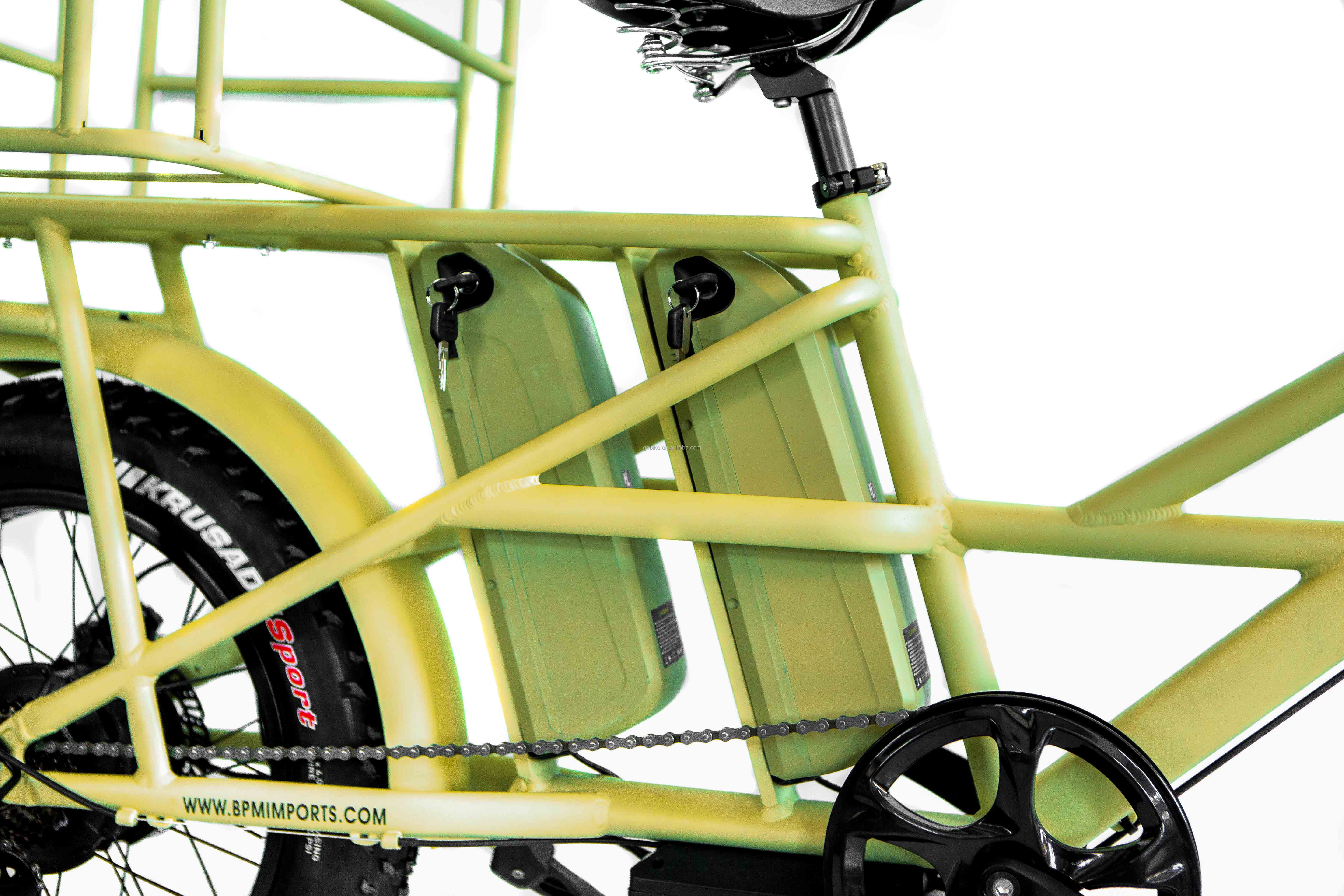 48V Disc Brake Dual Batteries Fat Snow Big Tire Electric Cargo Bicycles for Family 2
