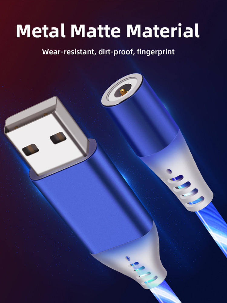 Focuses RoHs LED Magnetic 3 In 1 USB Charging Cable 360 Rotation