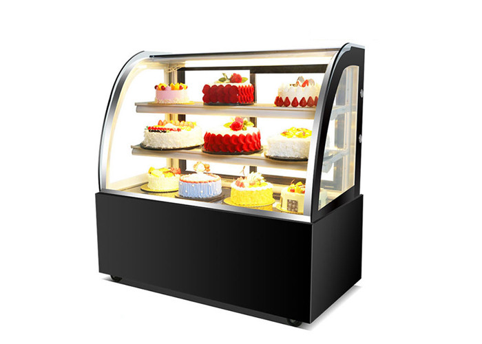 Curved Glss Door Built In Heating Wire Bakery Display Showcase With Marble Stainless Steel Base