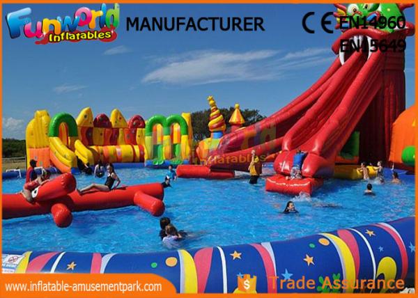 Cheap 0.9mm PVC Tarpaulin Inflatable Commercial Water Park With Slide for sale