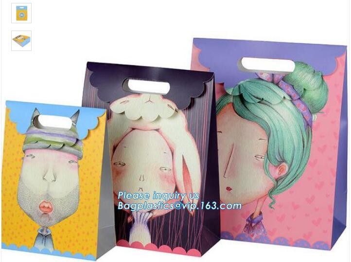 Unique flat bottom color high class paper carrier die cut handle paper flower bag,kraft flower paper bag customized flow