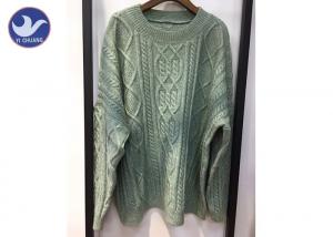 Quality Korean Stylish Crew Neck Cable Knit Cardigan , Big Loose Winter Wool Jumpers wholesale
