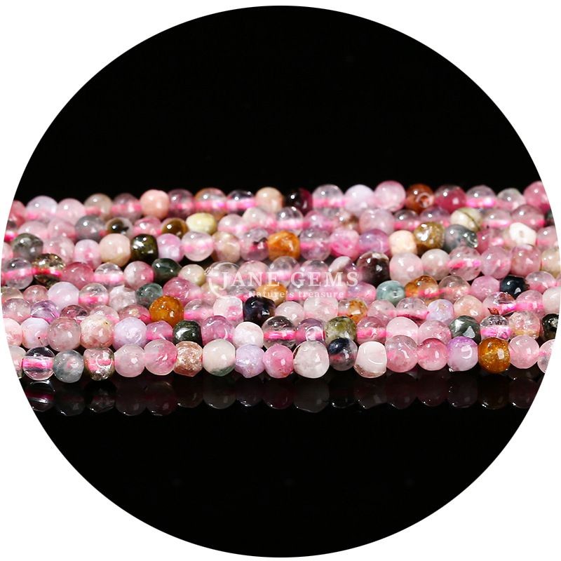 Wholesale Natural Gemstone Loose Beads 8mm Rhodolite Loose Beads Round Multicolor Tourmaline Beads Spacers for Jewelry