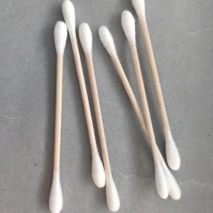 China Disposable Wooden 100pcs Bamboo Cotton Buds Swab on sale