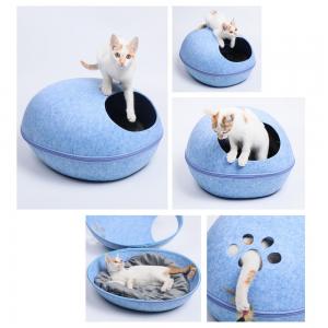 China Natural Felt Cat Bed , Dog Cave Beds Funny Egg Type PET House With Cushion Mat on sale