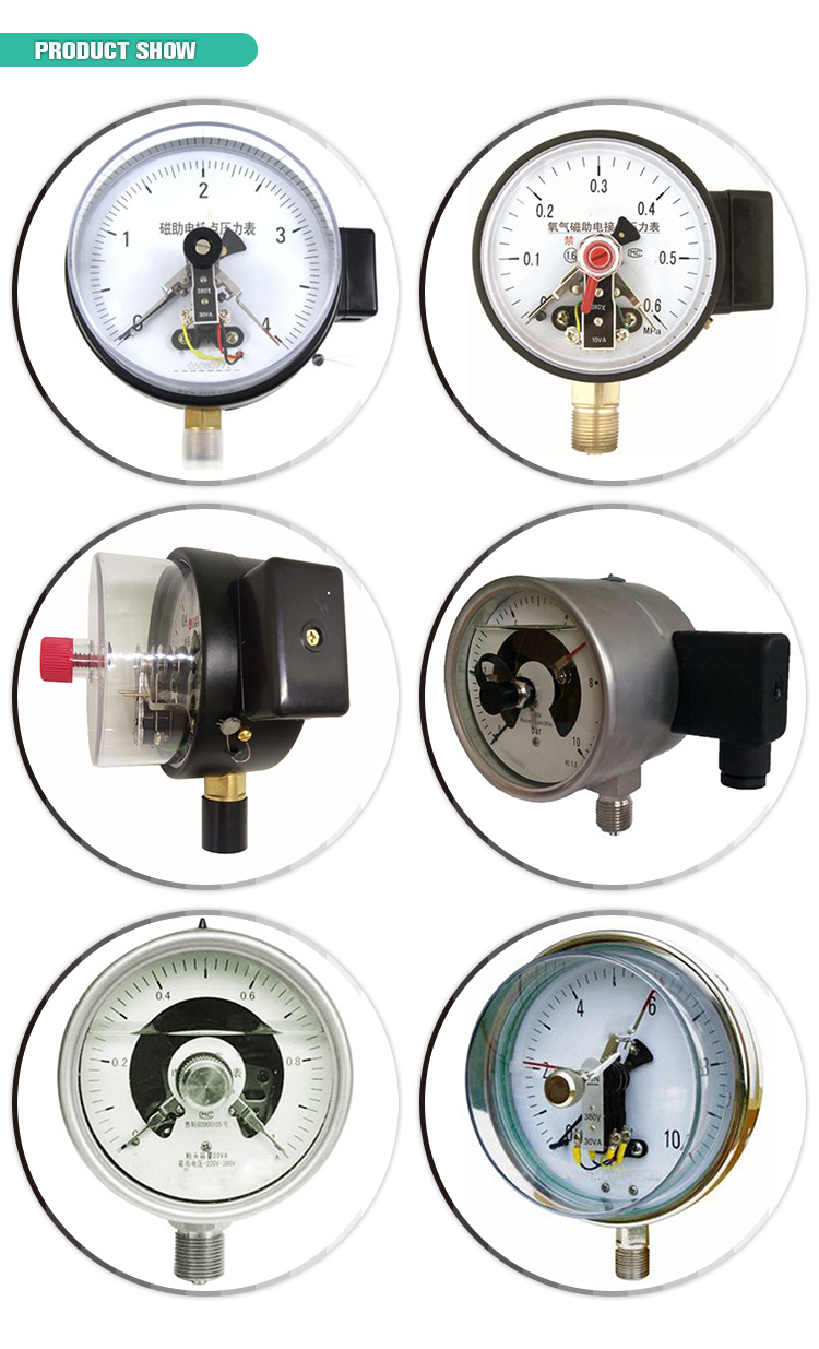 1.6MPa black steel case 1/2"bsp M20X1.5 6 inch electric contact dual scale manometer pressure gauge price