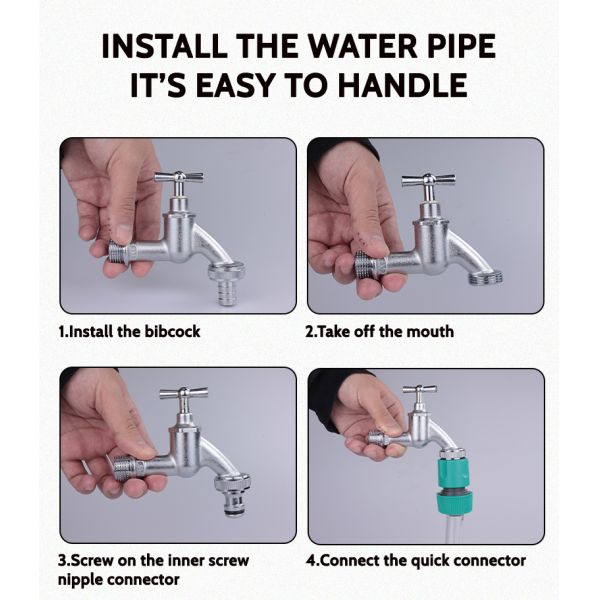 TMOK Polished 1/2" Chrome Plated Brass Washing Machine Faucet Brass Stop Bib