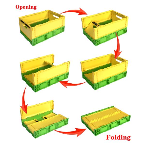 Plastic Stackable Vegetable Crates Heavy Duty Collapsible Plastic Crate PP