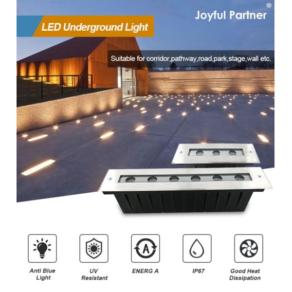 6W 12W Garden Recessed Linear Lighting Warm White SUS 316 Length 328MM For Outdoor Use