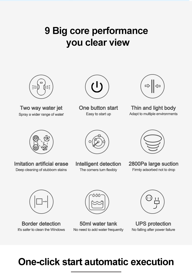 Ultra-Thin Electric Water Spray Robot for Household Bath and Exterior Cleaning US Plug Type