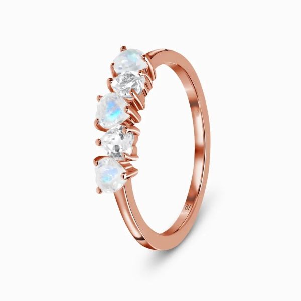 Oval Rainbow Moonstone Ring Cabochon Cut Moonstone Engagement Women Jewelry