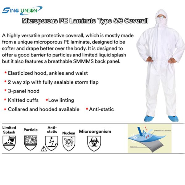 Full Body Fluids Infectious Agents Protection Coverall Hooded Microporous SF Coverall