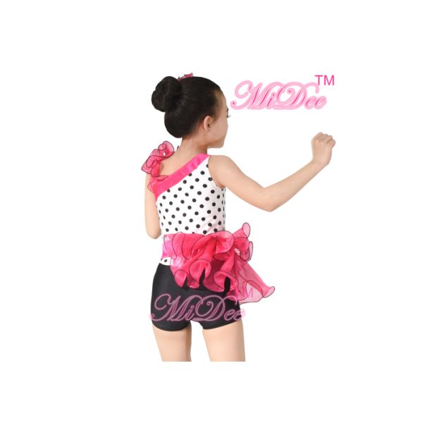 Children'S Dance Costumes Black Polka Dots Top Biketard Ballet Dance Costume