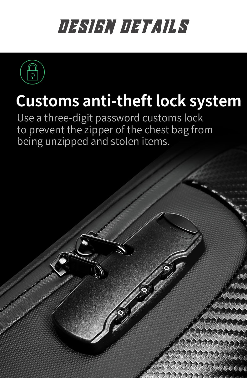 OEM/ODM Carbon Fiber Streamline Anti Theft Sling Bag Rainproof