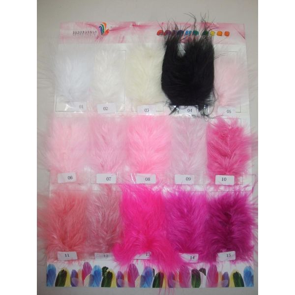 Dyed Pattern Black Satin Hackle Feather Fringe Trim for Party Decoration 4-6inch