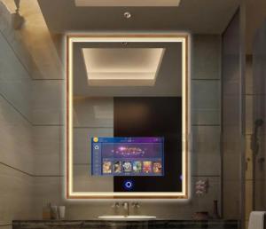 China Wall Mounted Indoor Decorative Smart Mirror Display Auto Sensor LCD Screen for Washroom on sale