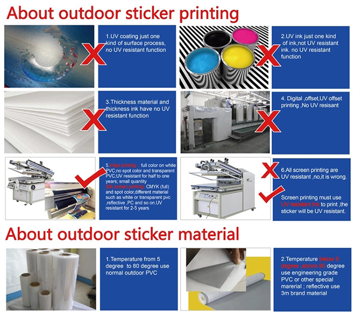 Custom printing die cut strong adhesive PVC outdoor advertising sticker decal