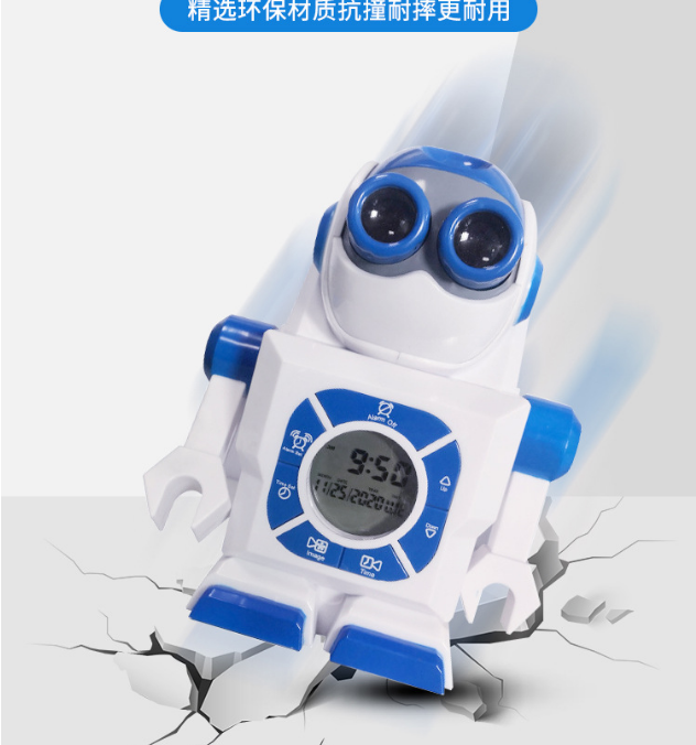 OEM Robot Kids Alarm Clock eco friendly Plastic ABS material