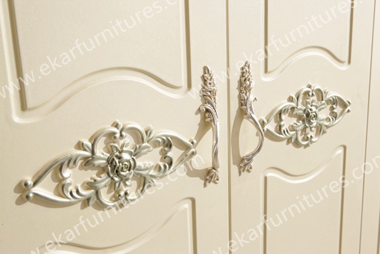 Wood almirah designs antique wardrobe in White 603-6