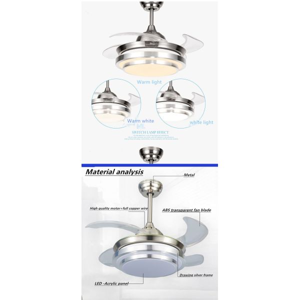 3 Speed Remote Control Ceiling Fan Light OEM Folding Blade Ceiling Fan
