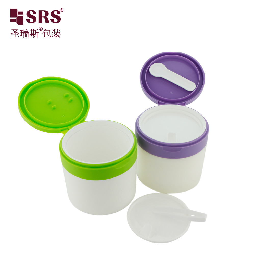 SRS1 120g 150g Custom Light Warm White PP PCR Recycled Body Scrub Cream Jar Container With Spoon