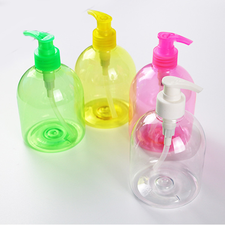 Empty 500ml clear PET plastic shampoo wash hand lotion pump bottle