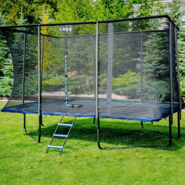 Unisex Outdoor Garden Park Fitness Elastic Bed Rectangle Trampoline with Safety Net