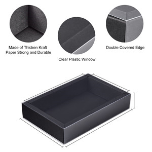 Square Brown Kraft Boxes Heavy Duty Paper Gift Box With Clear Windows 3.3x3.3x1.2 For Party Favor Treats, Bakery