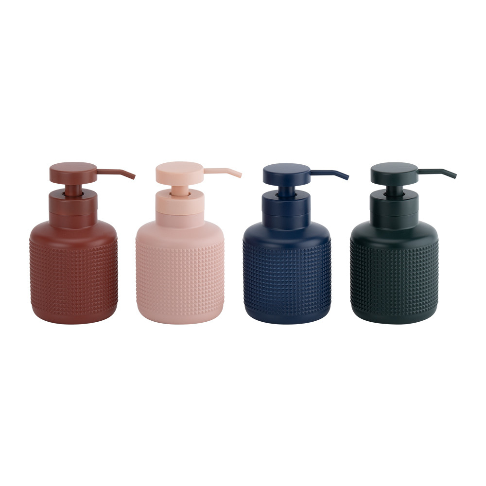 Polyresin bathroom set round shape with small dots toilet bowl brush soap dish for bathroom