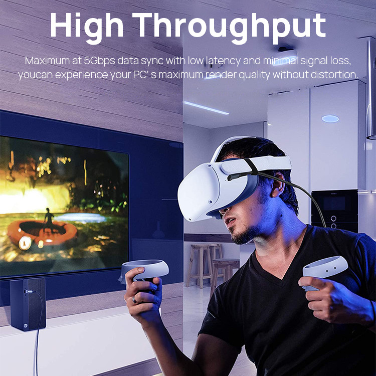 16FT Kuject VR Headset Cable For Oculus Quest 2 Quest 1 Type C To Type C Cable