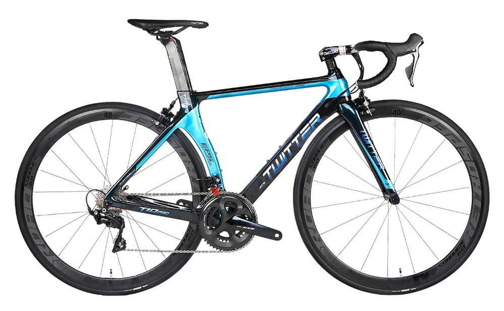 Carbon Frame Touring Road Bike Double Wall Matte Rim Hard Wearing