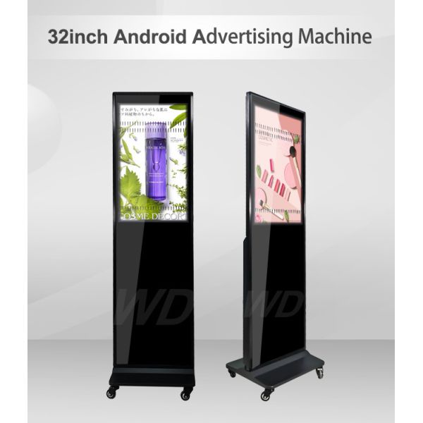 32 Inch Interactive Freestanding Mobile Digital Signage With Wheels