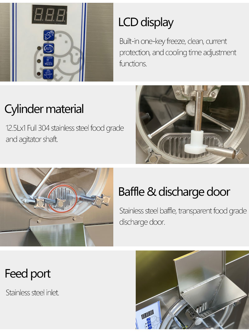 Commercial Ice Cream Making Machine 38-40L/H Capacity R22/R410A/R404A Refrigerant English Operating Language