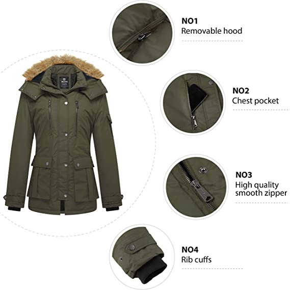 100% Oxford Synthetic Material Womens Long Puffer Coat Parka With Detachable Hood
