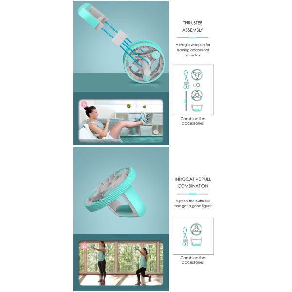 PP Stable Handle Multifunction Abdominal Exercise Wheel Ab Wheel Roller Set