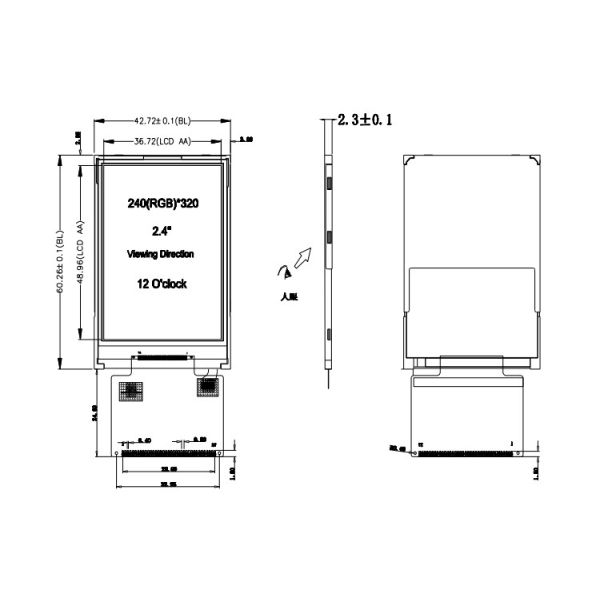Polcd ISO9001 8 Bit 2.4 In 240x320 Ili9341spi Tft Display Industrial
