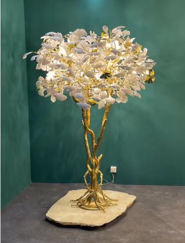 Light Luxury Living Room Floor Lamp Creative Bedroom Postmodern American Style All Copper Glass Villa Tree Branch Bedside Lamp