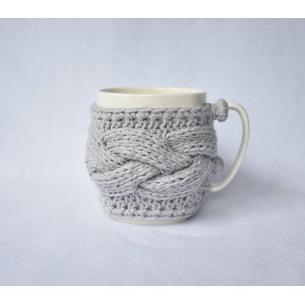 Y-Z Comfy Grey Mug Cozy Drinkware Tea Cup Knit Cable Warmer Removable Birthday Gift Mug Sweater