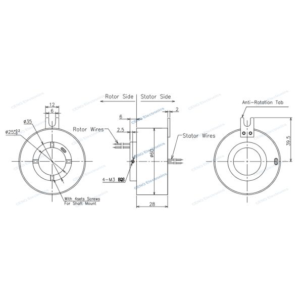 High Speed Slip Ring with Through Hole and Electric Power for Industry System